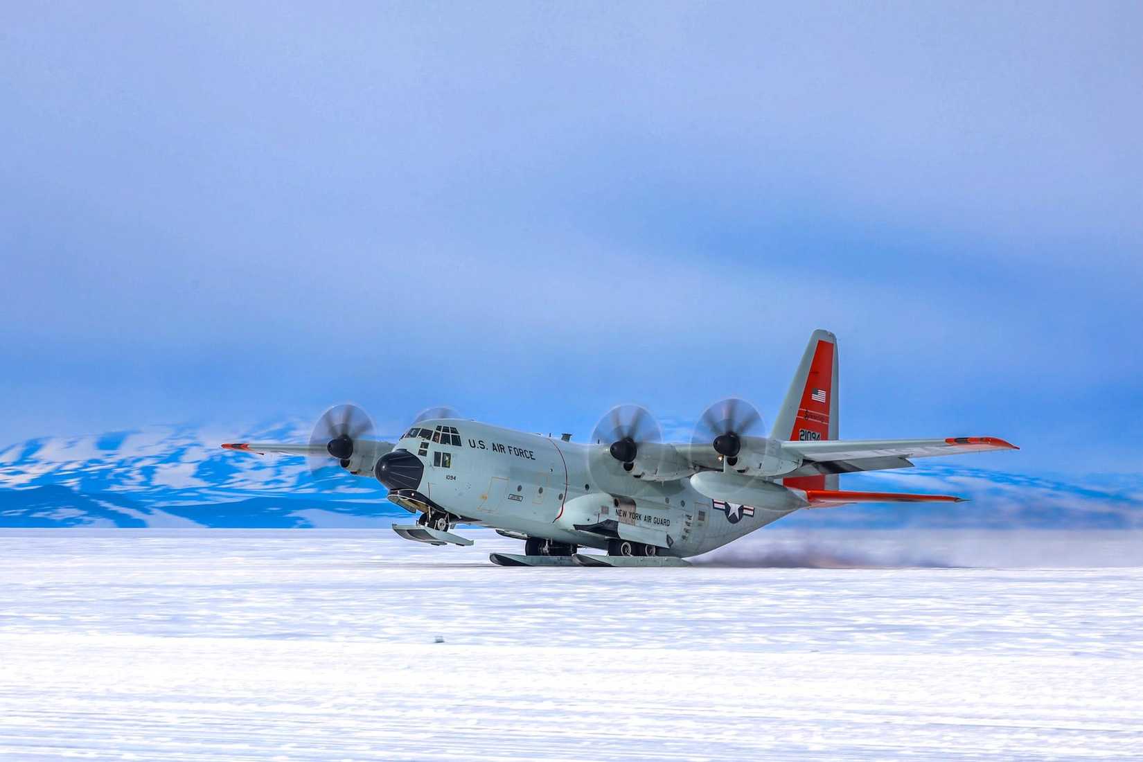 Air National Guard's 109th Airlift Wing LC-130 on ice