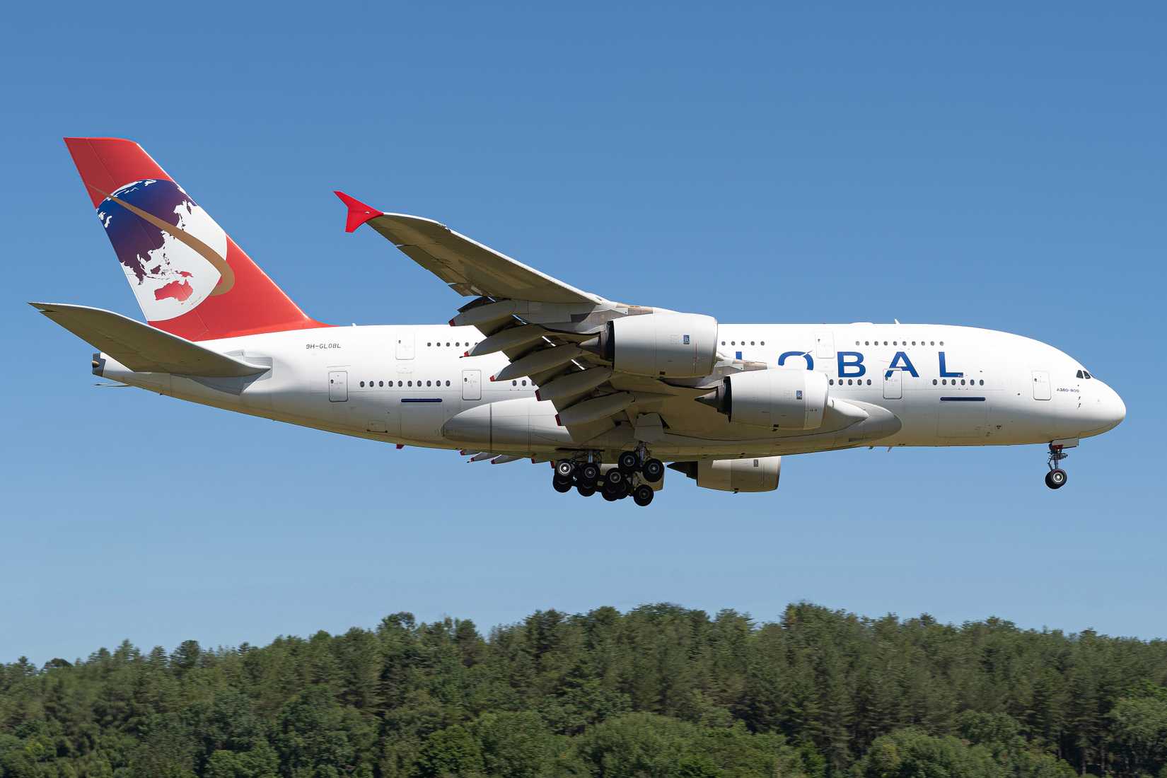 Airbus A380 - 9H-GLOBL from Global Airlines landing at LFBT airport