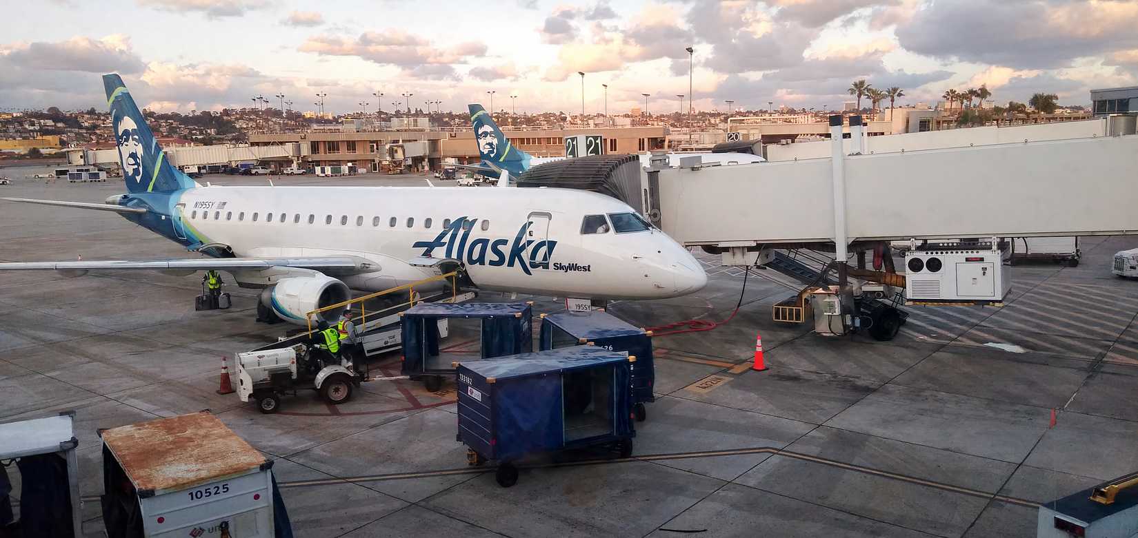 Alaska Airlines SkyWest E175 parked at San Diego