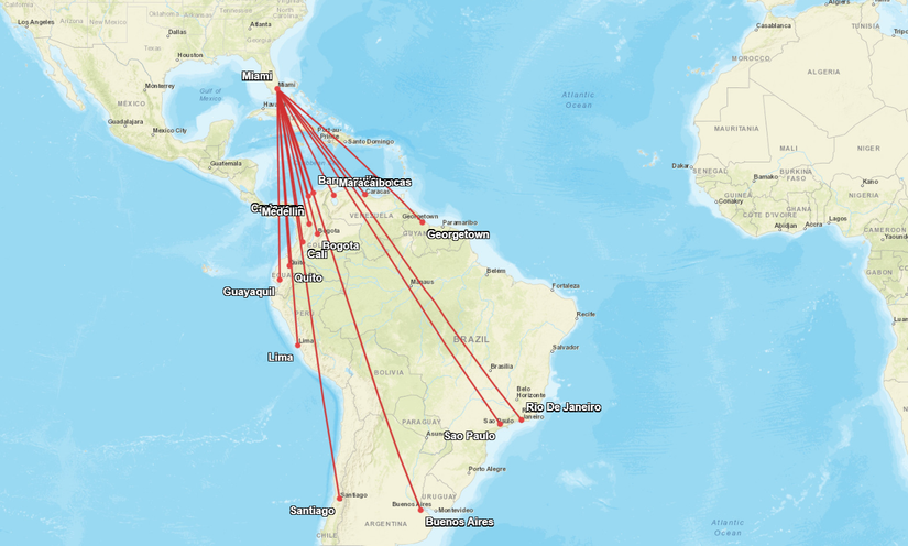 American Airlines Miami South America Routes