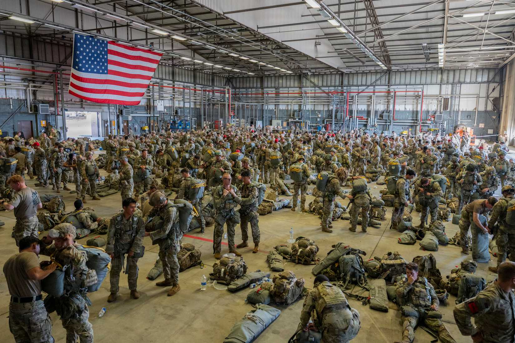 Army paratroopers prepare for a joint forcible entry operation during exercise Saber Junction 26 at Ramstein Air Base