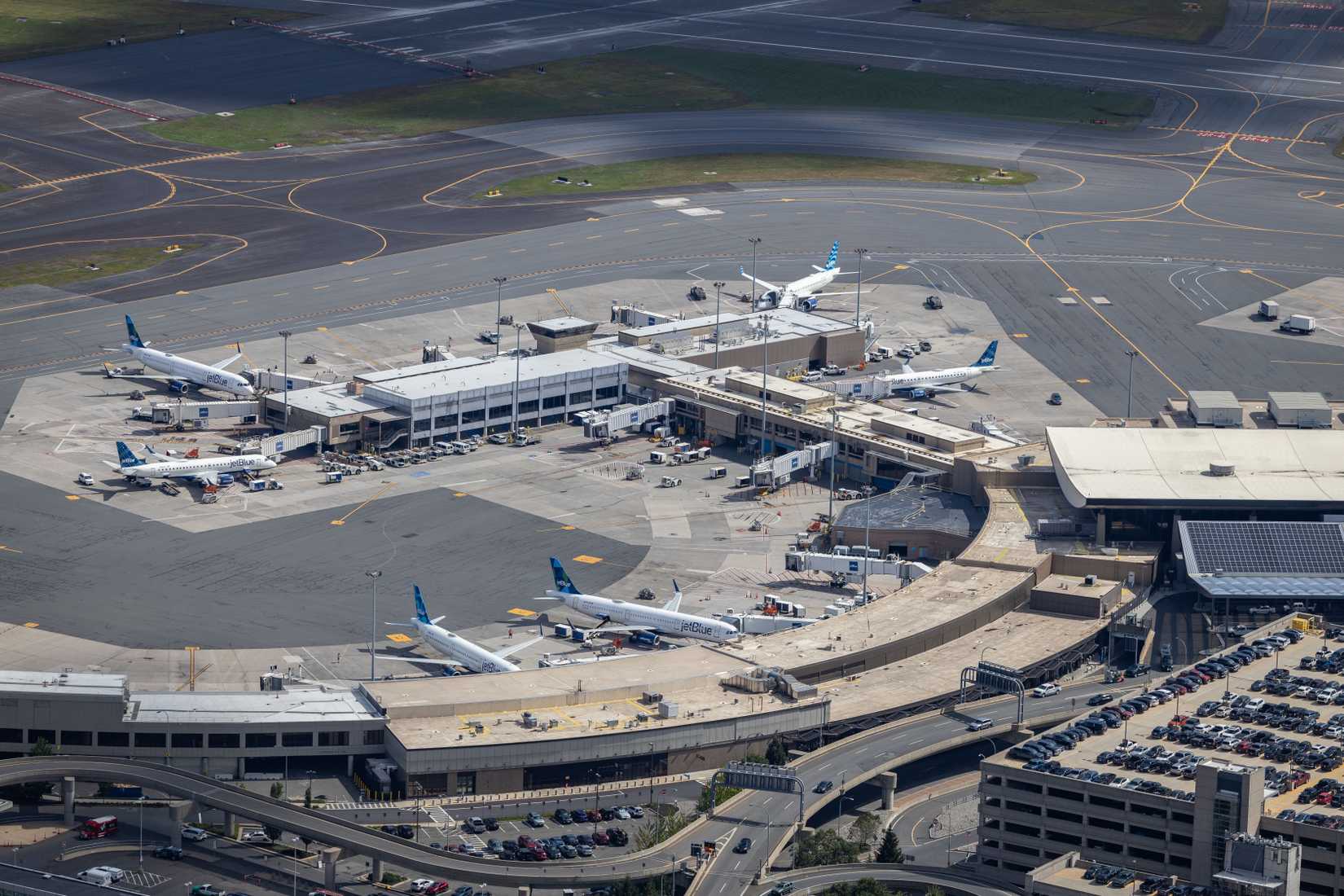 Boston Logan airport from above Wirestock Creators
