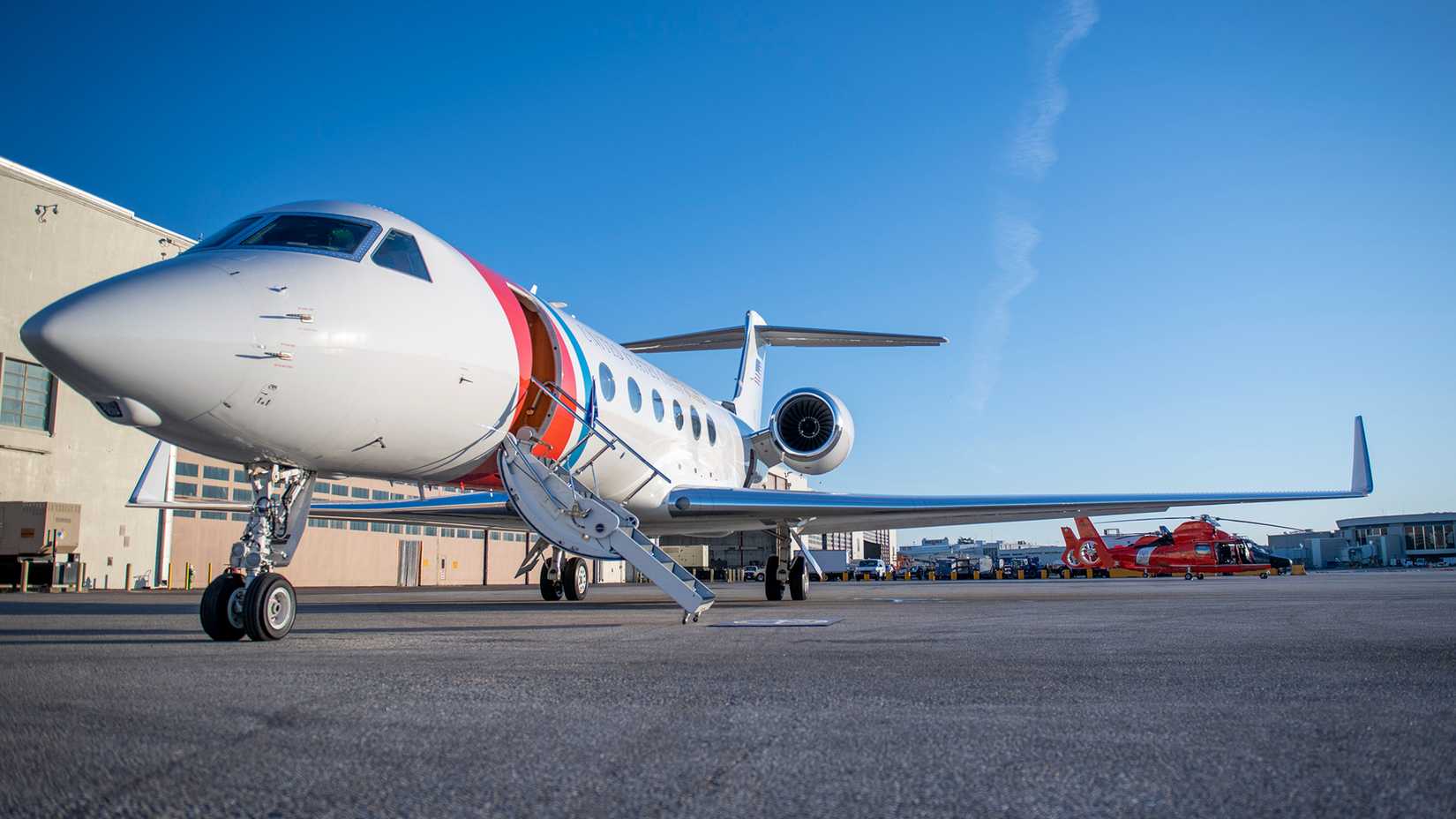coast guard c-37a with stairs deployed