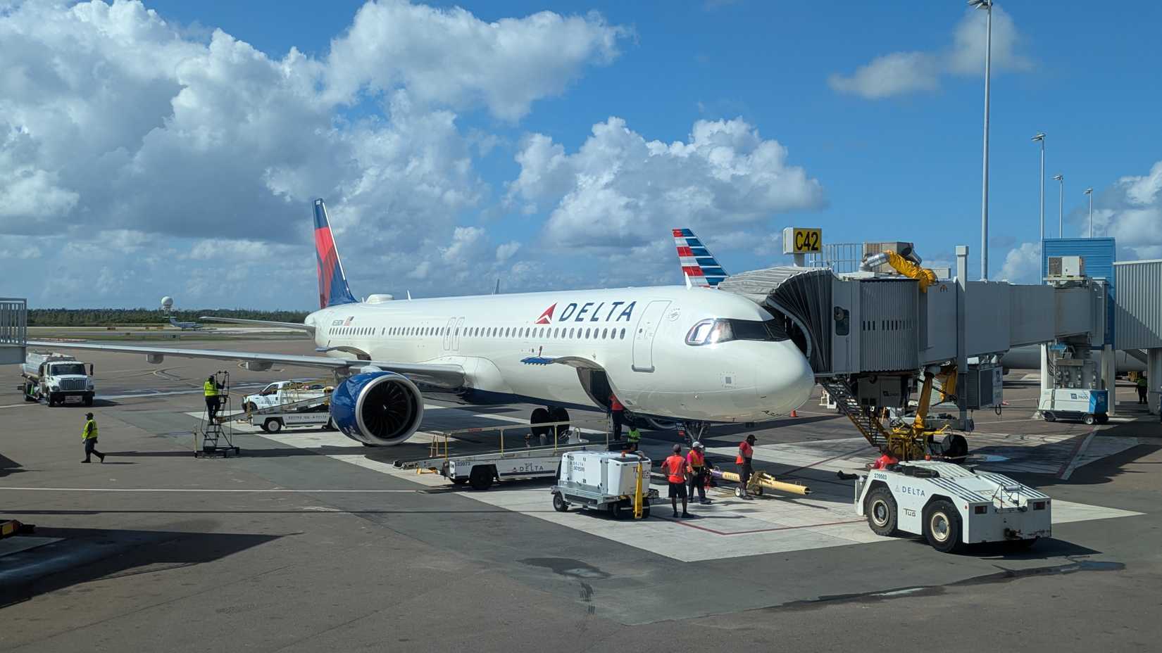 Delta Air Lines Airbus A321neo parked at gate