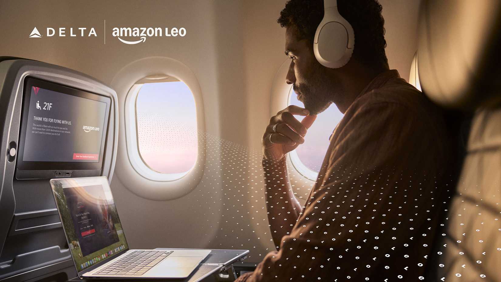 delta air lines cabin amazon leo wifi
