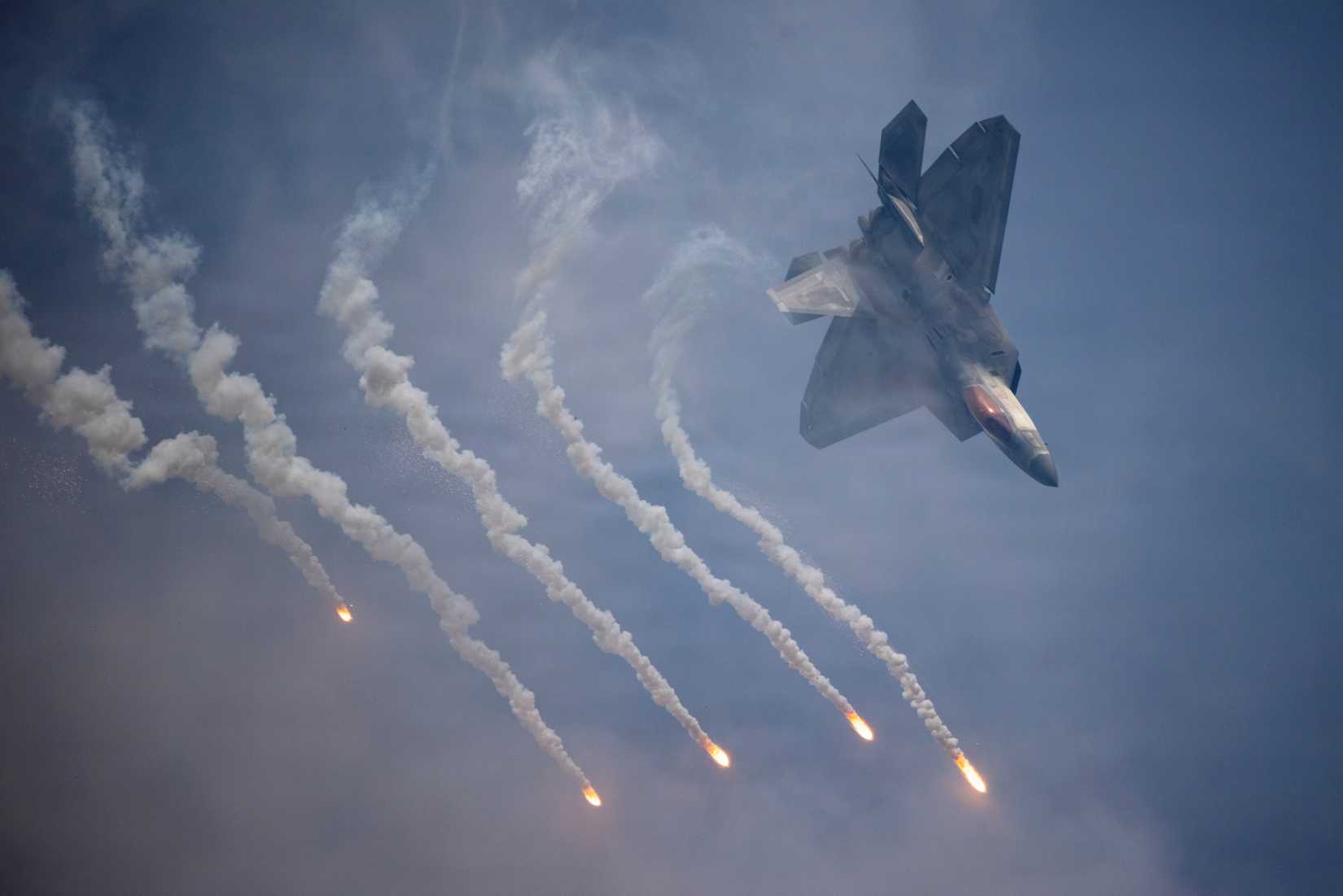 F-22 Raptor Demonstration Team performs during the Arctic Thunder Open House at Joint Base Elmendorf-Richardson