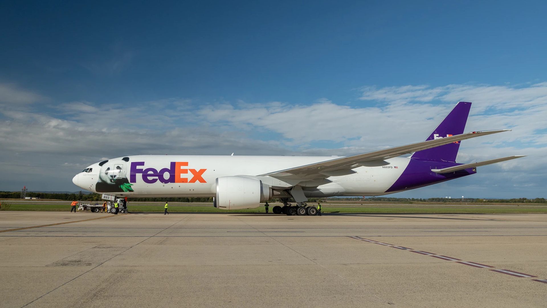 fedex panda express boeing 777f on the apron