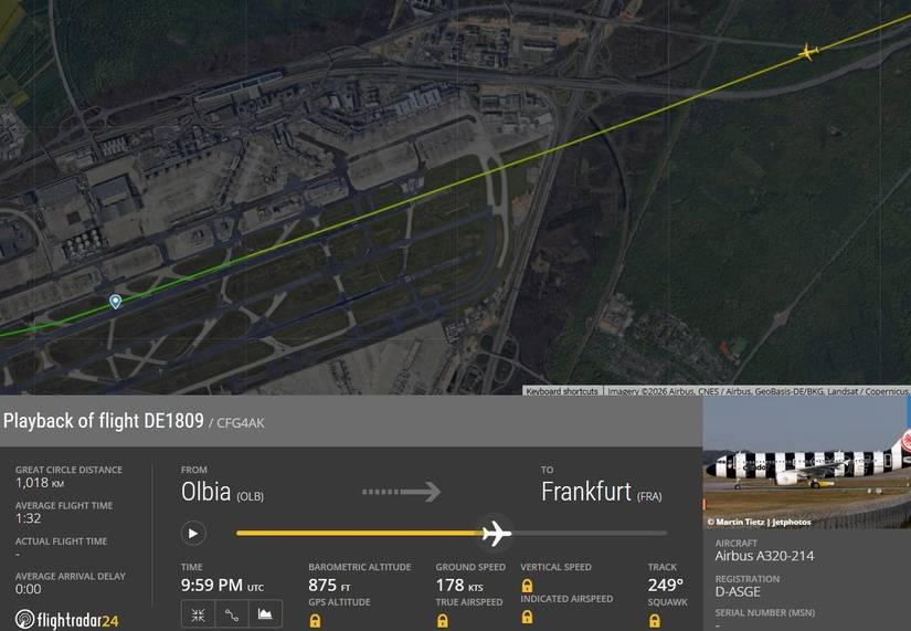 Flightradar24 playback of flight DE1809 on Friday, September 11