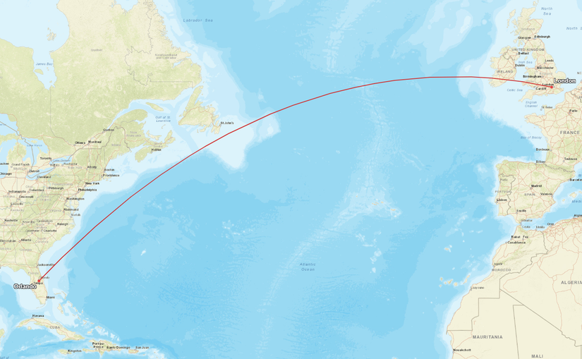 LHR MCO Map