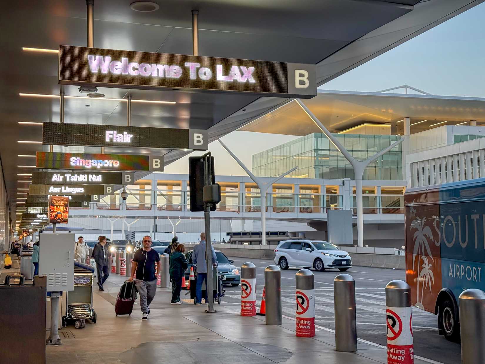 Los Angeles LAX Airport Street with Welcome sign