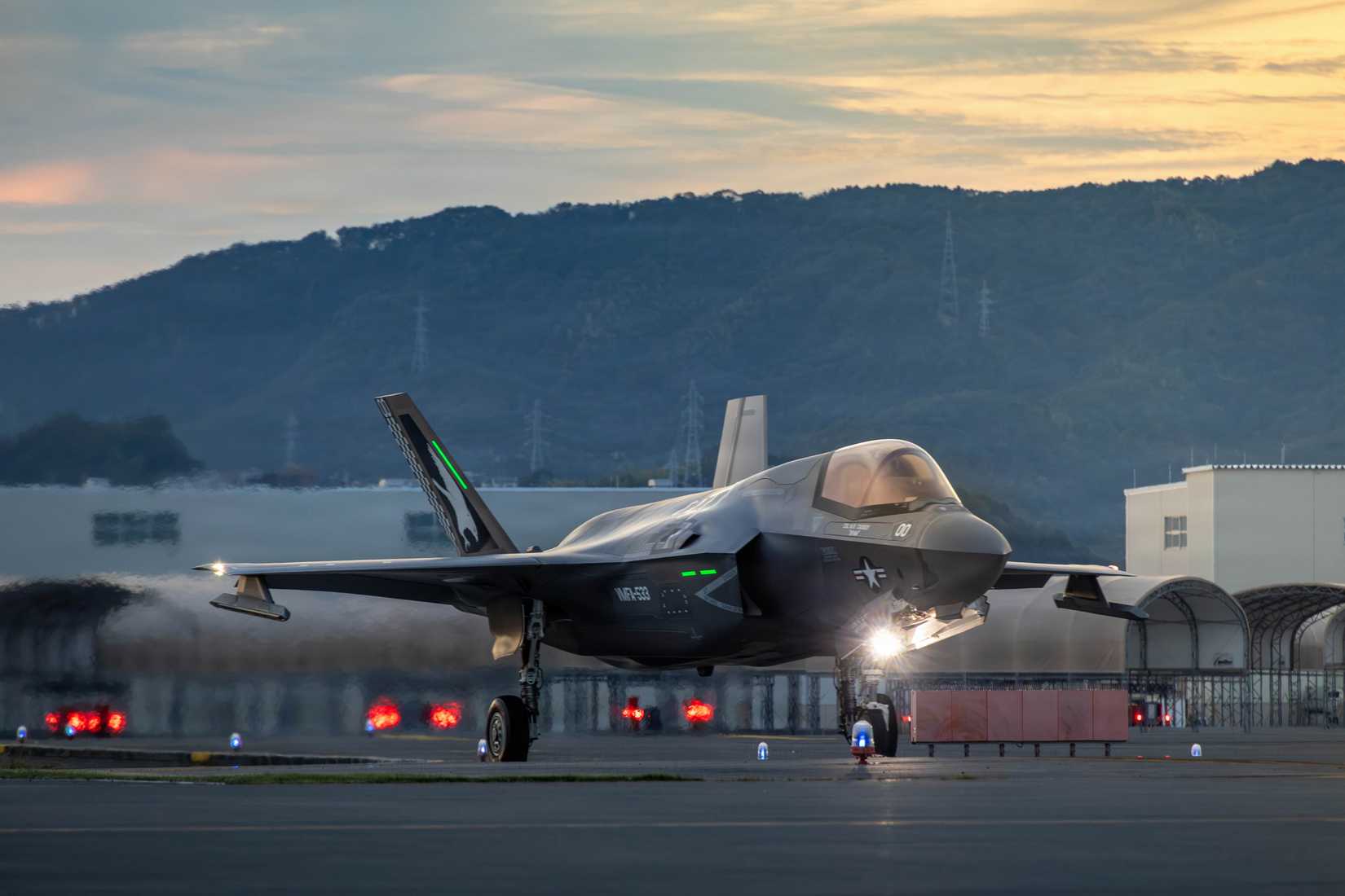 Marine Corps F-35B Lightning II aircraft assigned to Marine Fighter Attack Squadron (VMFA) 533, Marine Aircraft Group 12, 1st Marine Aircraft Wing, taxis