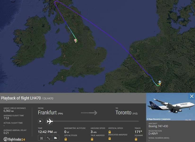 Playback of flight LH470 from Flightradar24