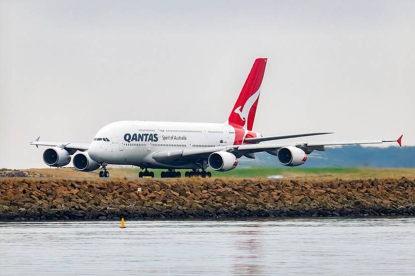 Qantas A380 taxiing in Sydney