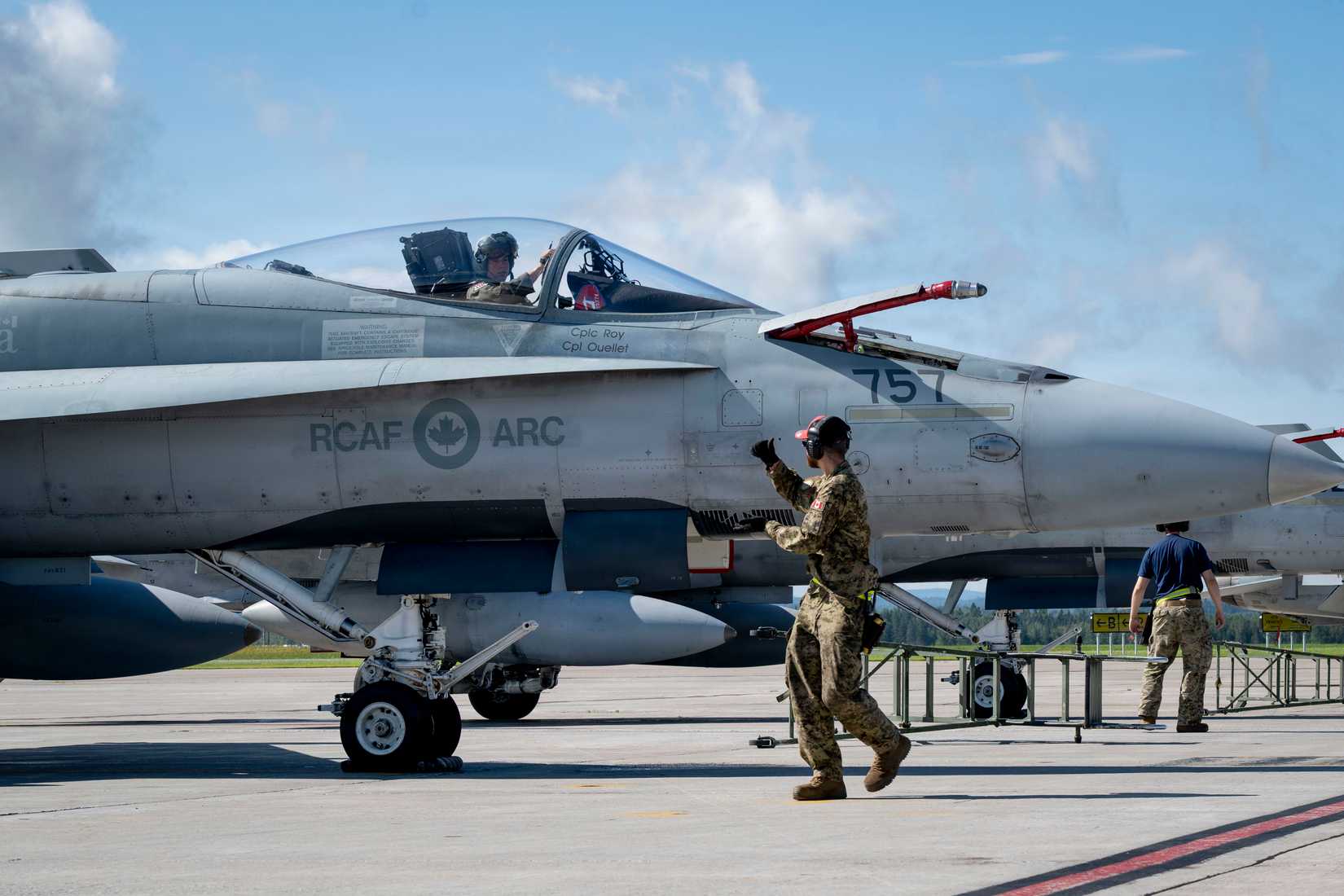 Royal Canadian Air Force (RCAF) CF-118 Hornet are ready for a flight during EX AMALGAM DART 26
