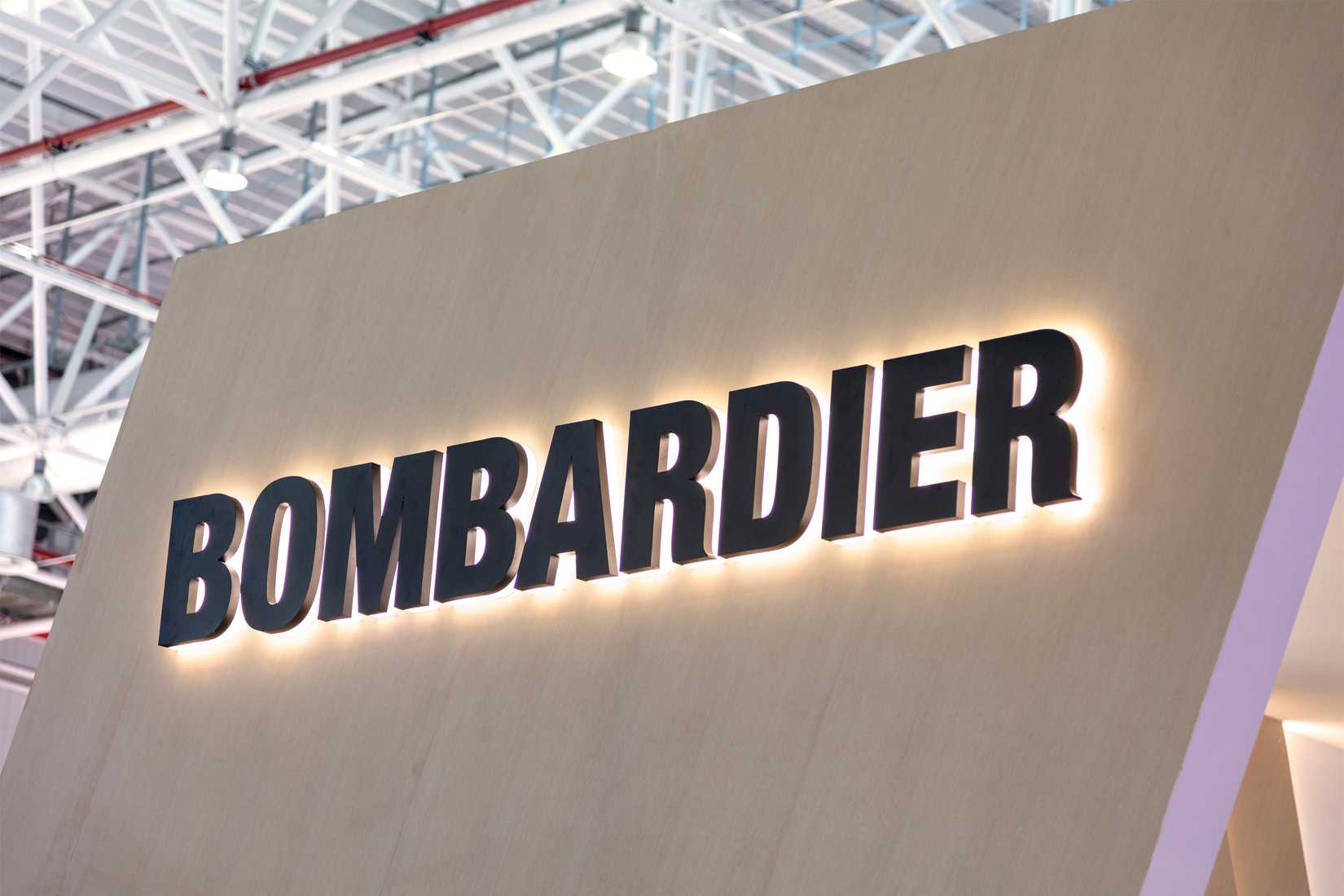 ZHUHAI, CHINA- NOVEMBER 7, 2018: BOMBARDIER sign is seen during the 12th China International Aviation and Aerospace Exhibition, also known as Airshow China 2018.