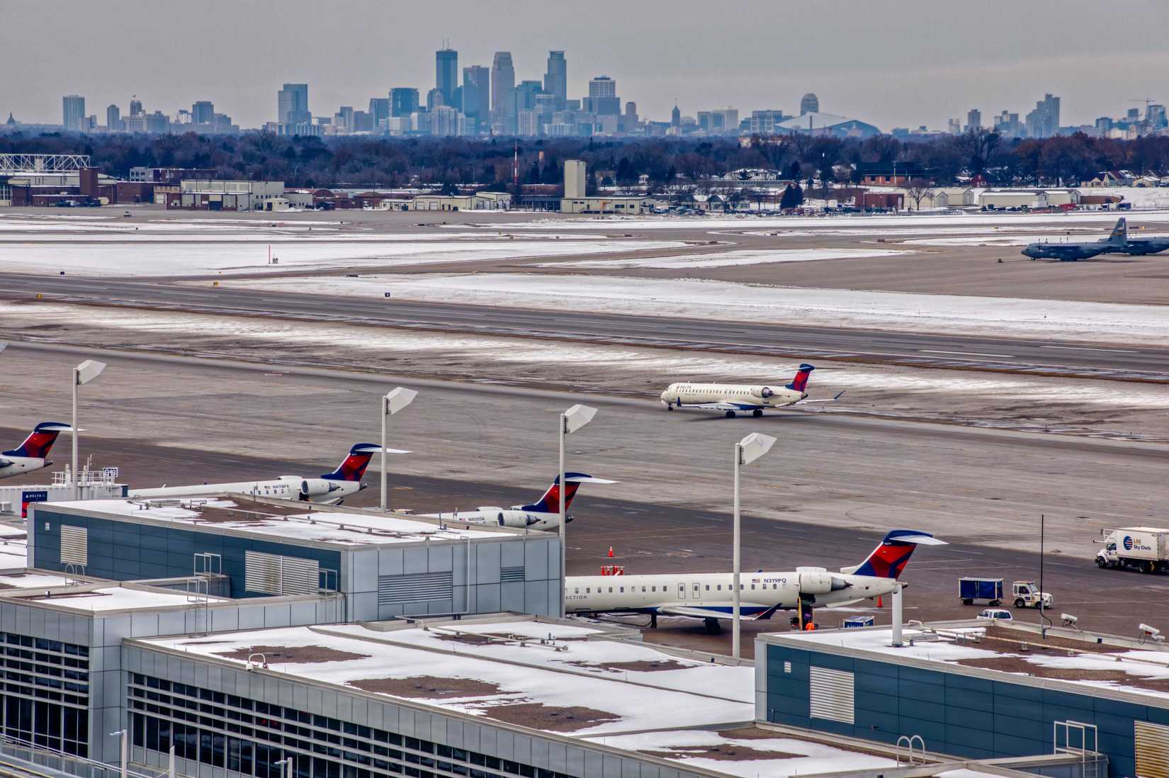 View of snow at Minneapolis-Saint Paul International Airport MSP