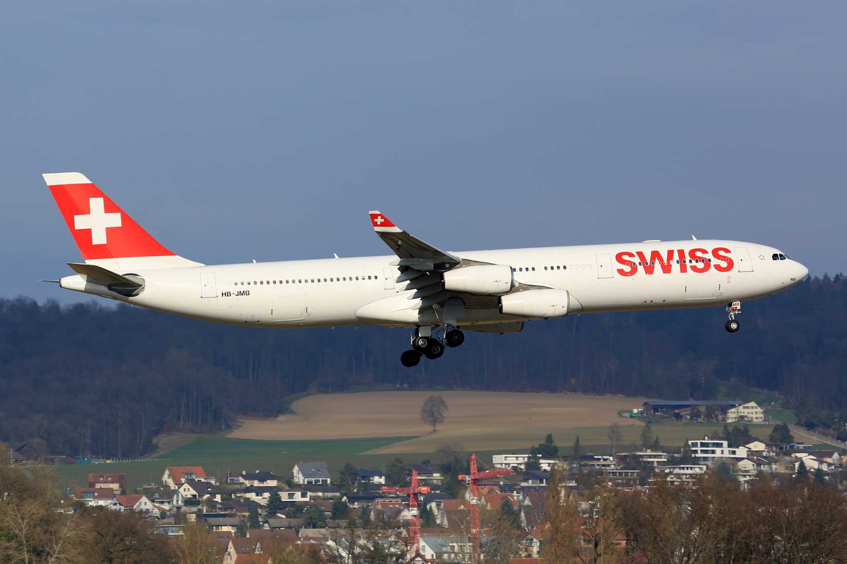 Zurich, Switzerland – 15. March 2017: Swiss Air Lines Airbus A340 at Zurich airport (ZRH) in Switzerland.