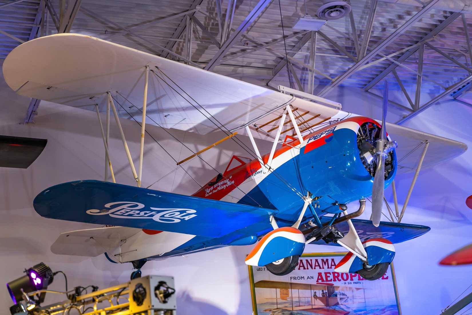 Pepsi Skywriter biplane at Hiller Aviation Museum.