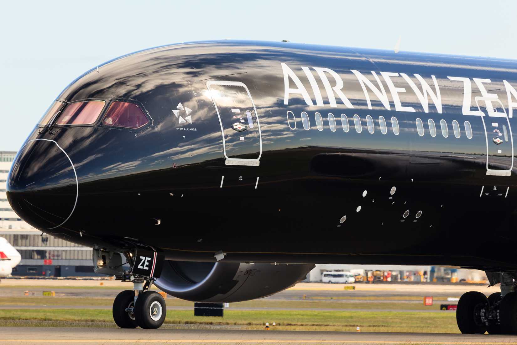 Close up of Air New Zealand Boeing 787-9 aircraft  