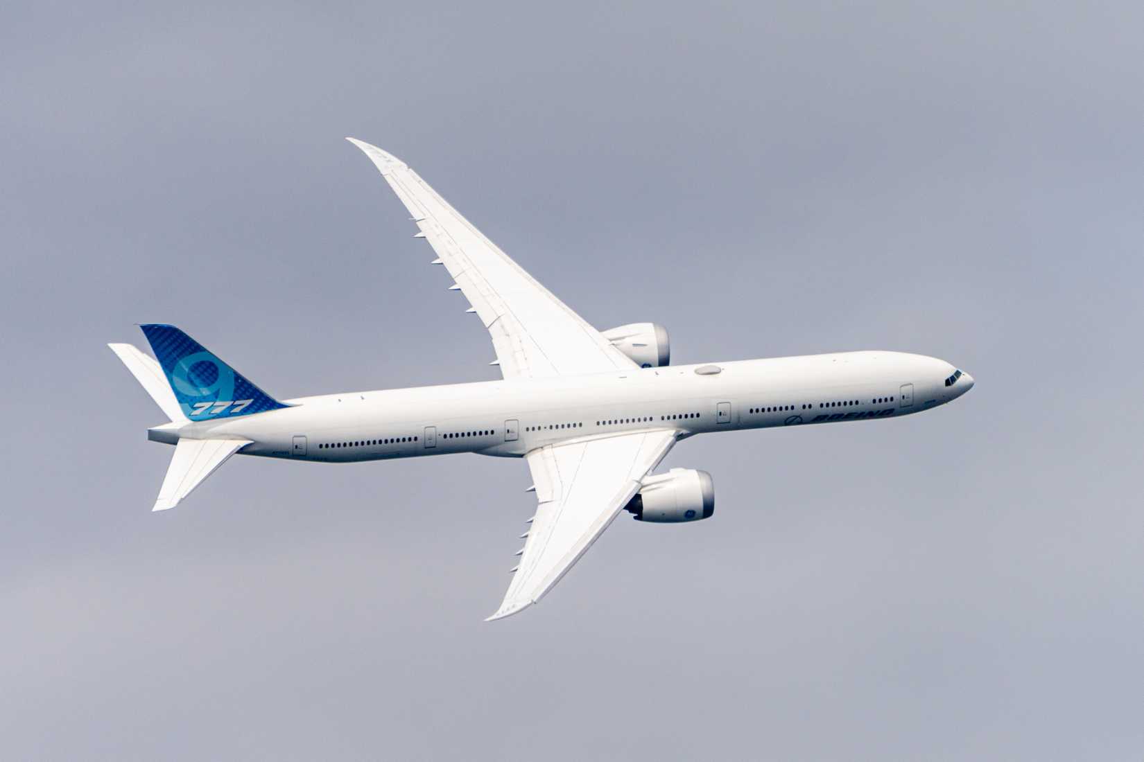 A Boeing 777-9 during a test flight