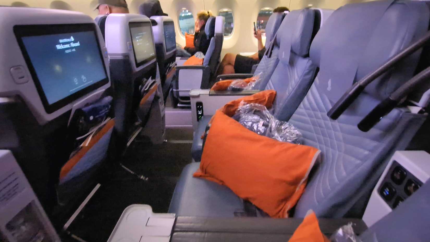 Singapore - 1st August, 2025: Singapore Airlines Premium Economy Class on board of Airbus A350.