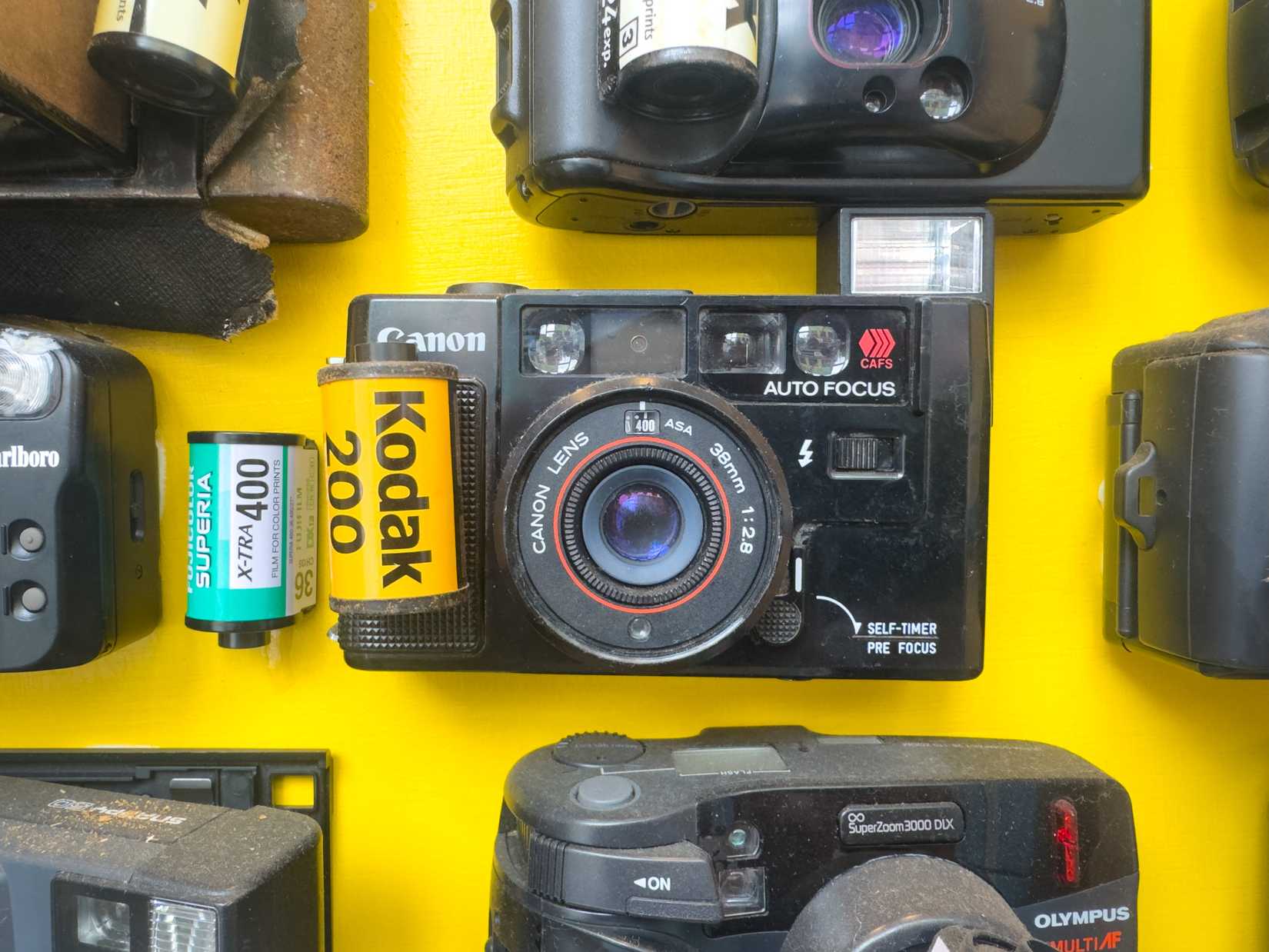 San Francisco, CA - September 12, 2025: Canon Auto Focus Film Camera with Kodak 200 Roll.