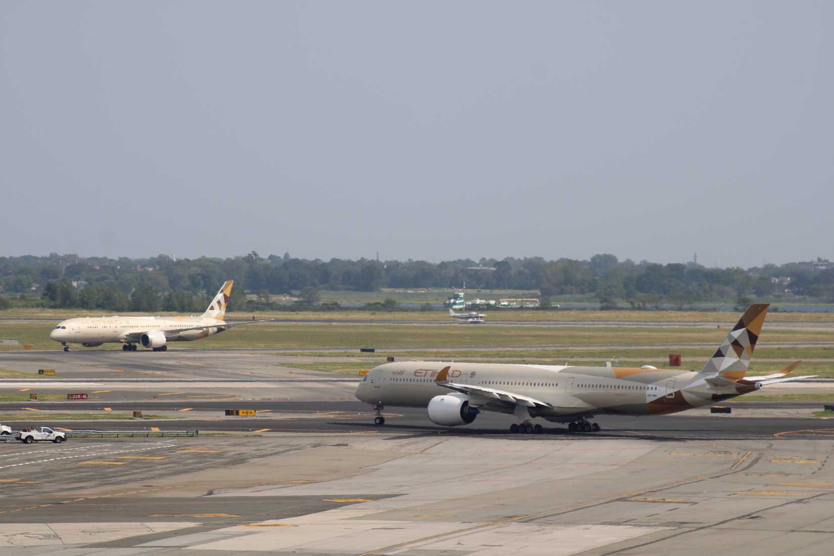 Etihad Airbus A350-1000 And Boeing 787-9 Taxiing