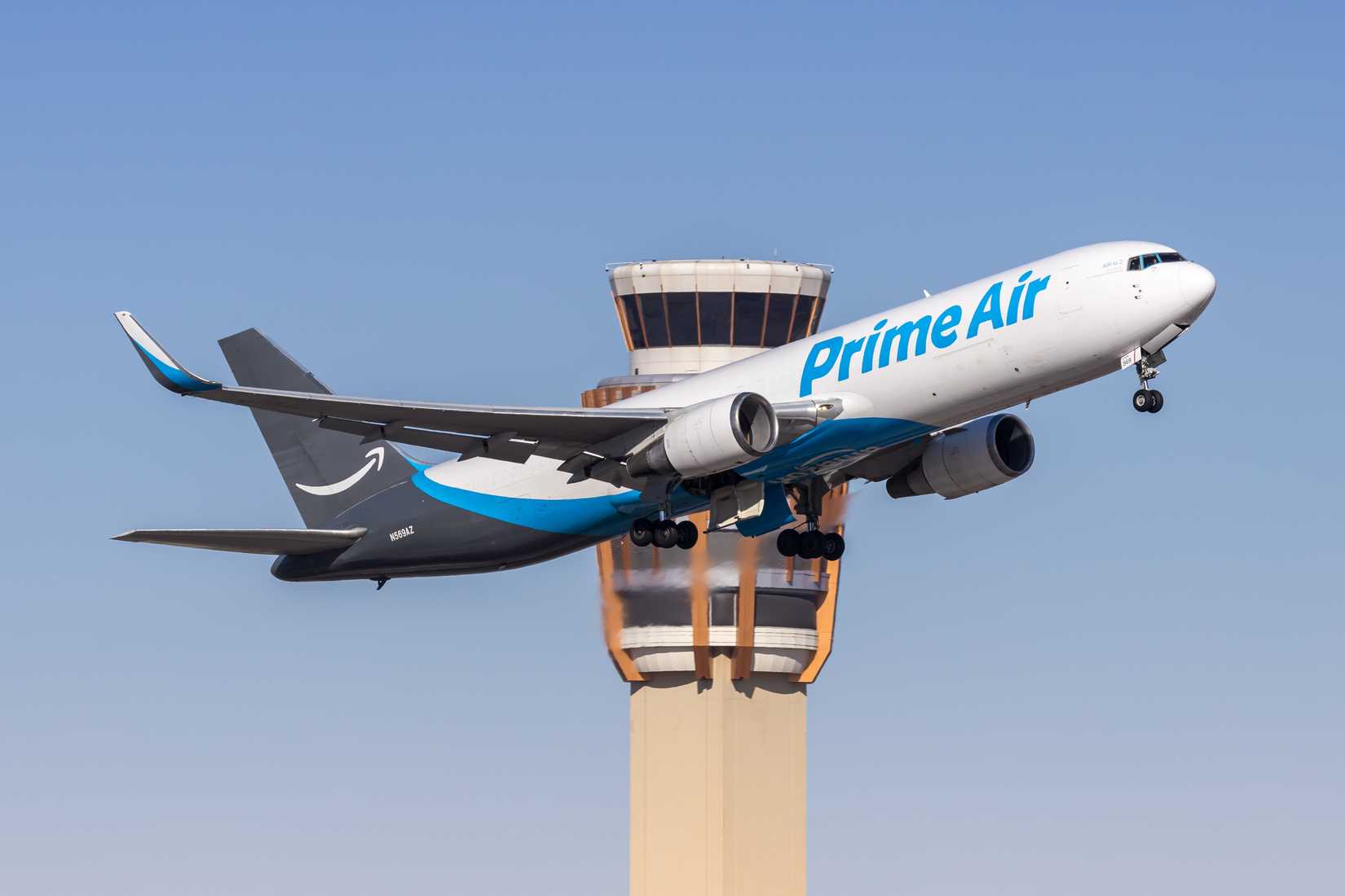 Amazon Prime Air Boeing 767-300 departing Phoenix airport