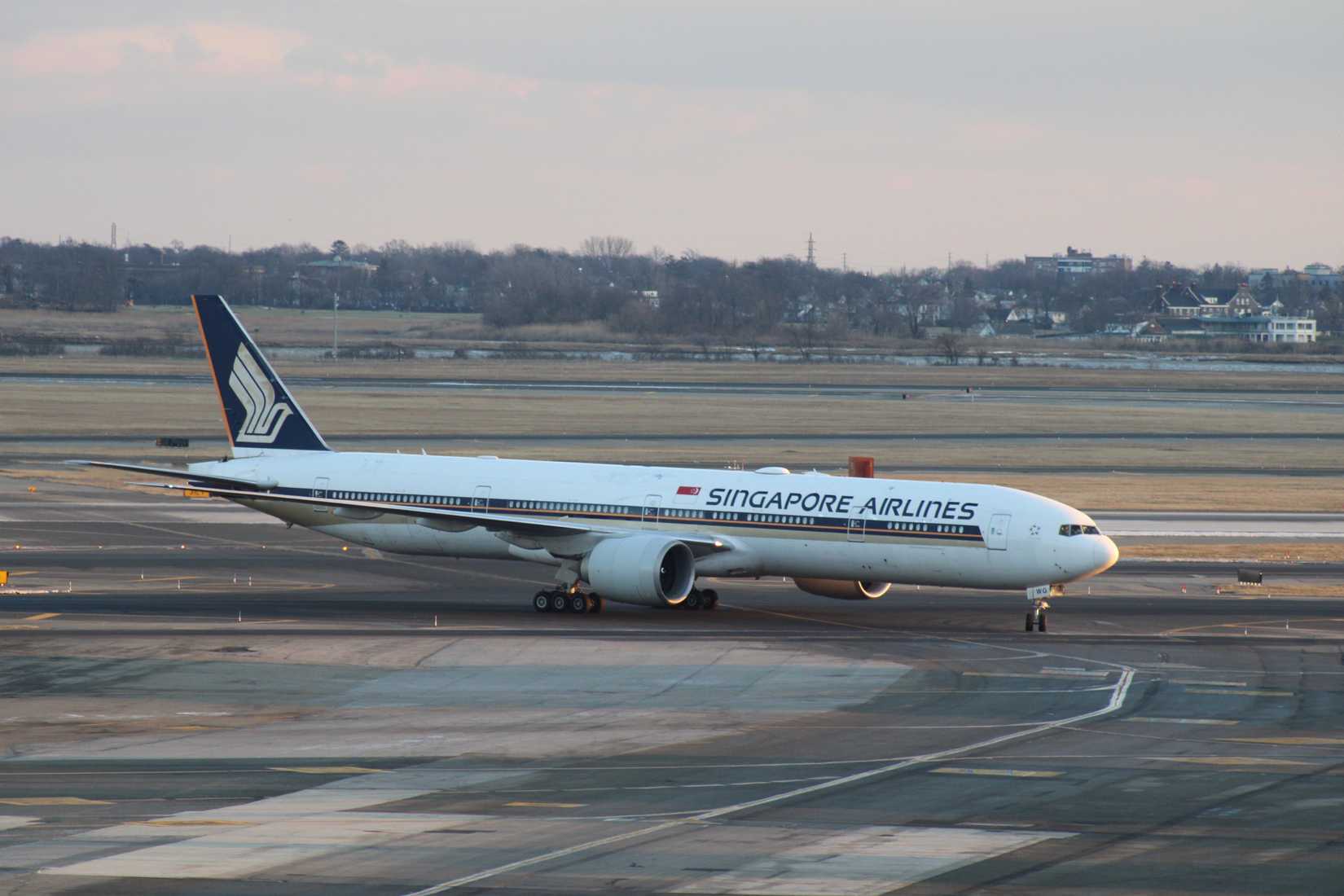 Singapore Airlines Boeing 777-300ER aircraft on the runway