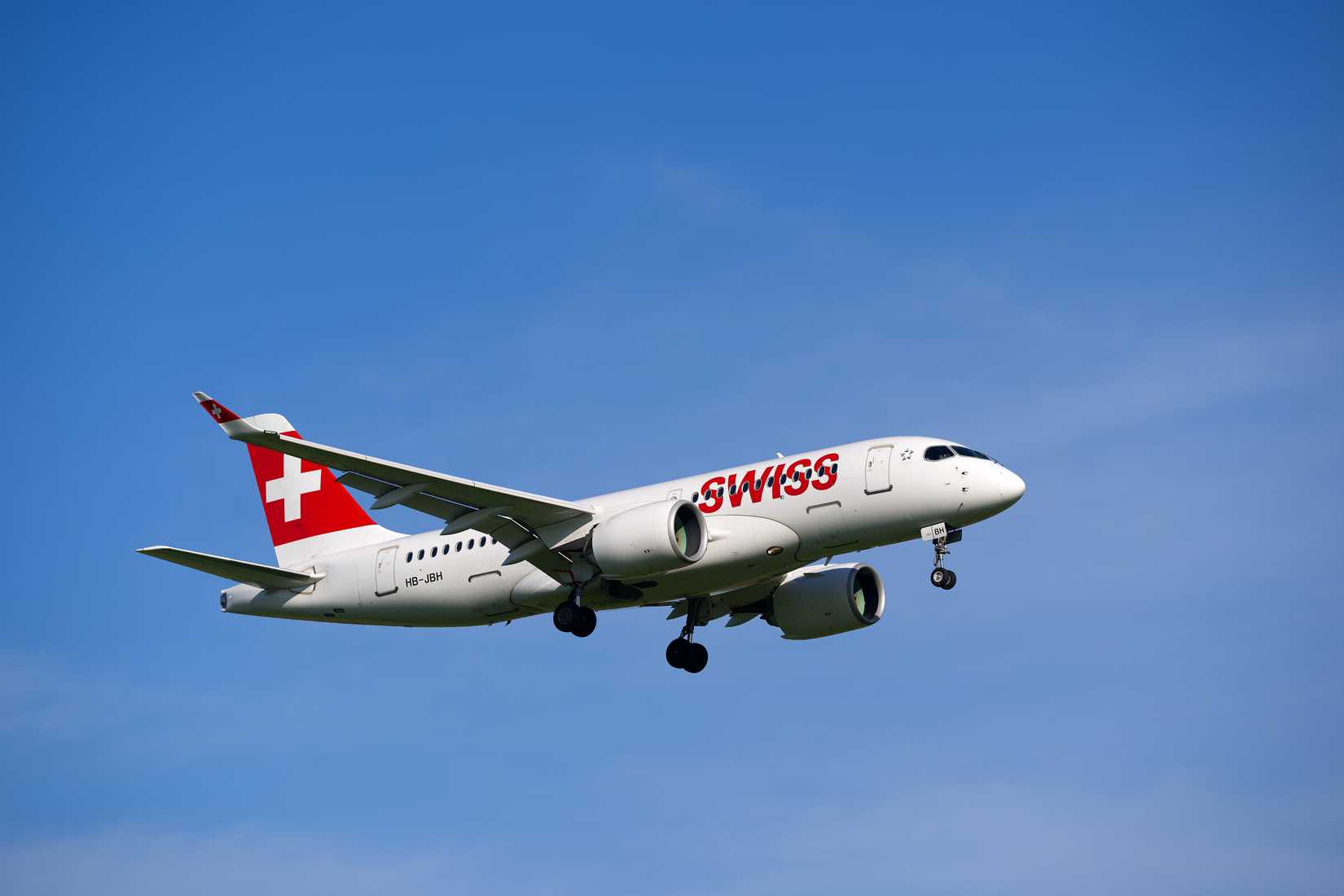 SWISS Airbus A220-100 On Approach