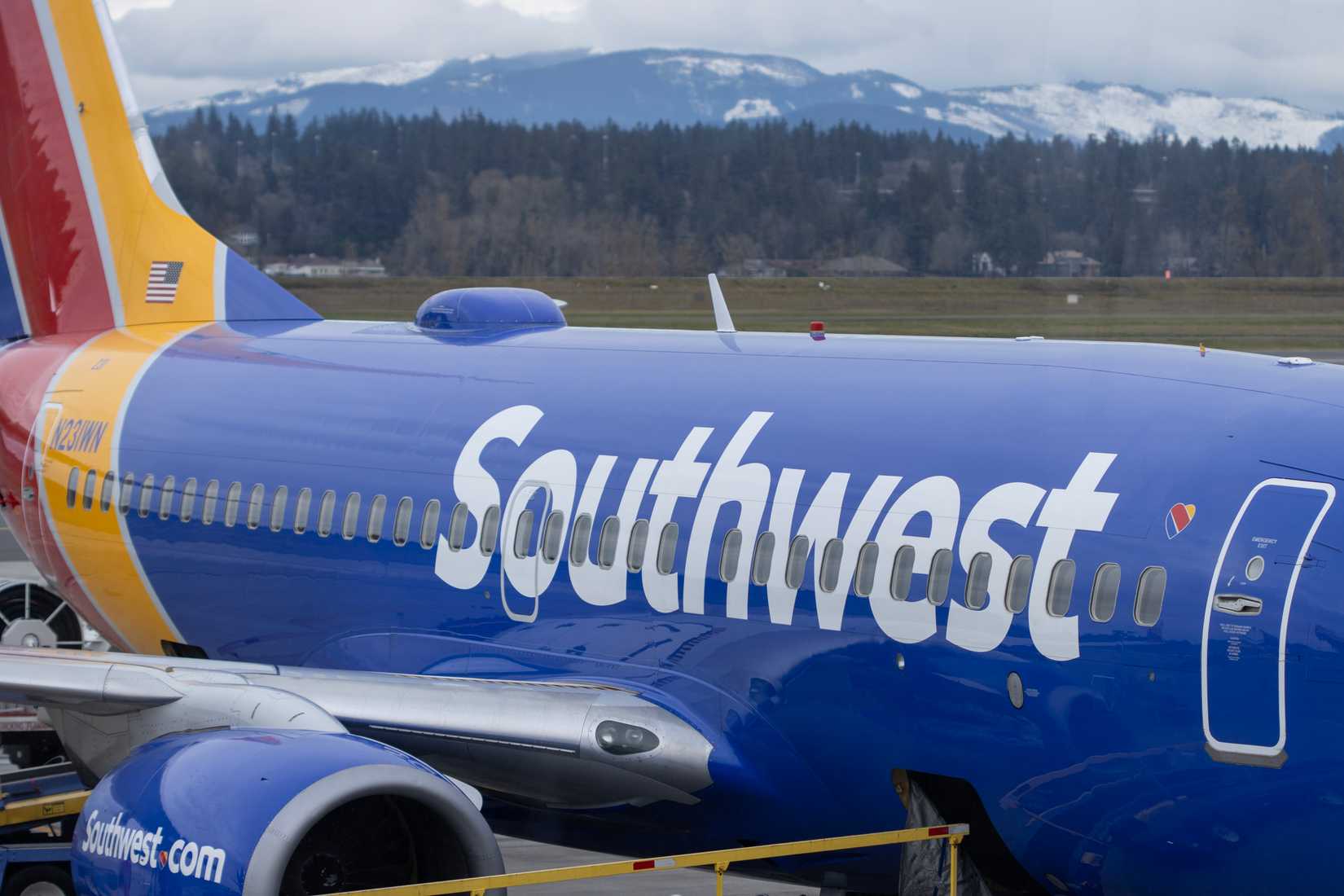 Close up of Southwest Airlines Boeing 737-700 aircraft 