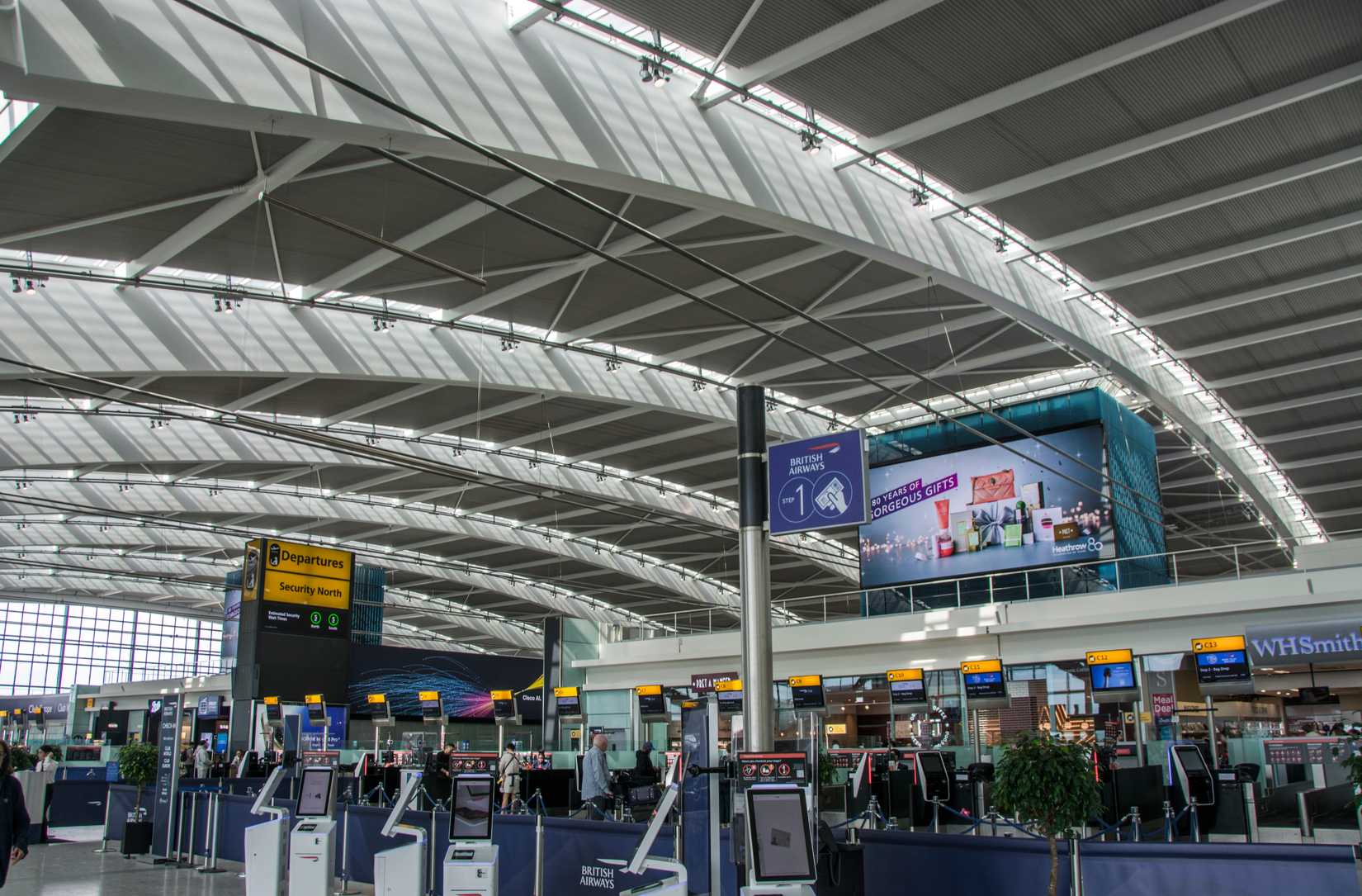 The British Airways check in area at London Heathrow International AIrport