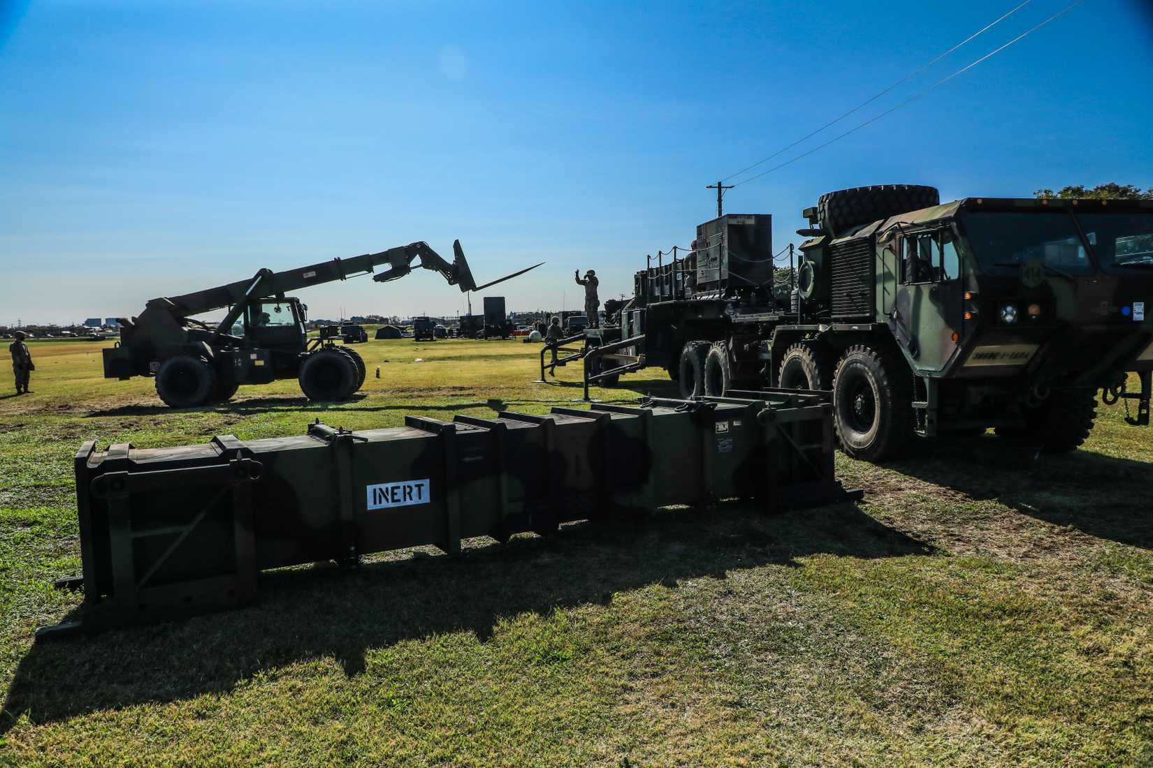 Soldiers conduct missile reload rehearsals of the PAC-3 (Patriot Advanced Capability) as part of Air Defense battle drills