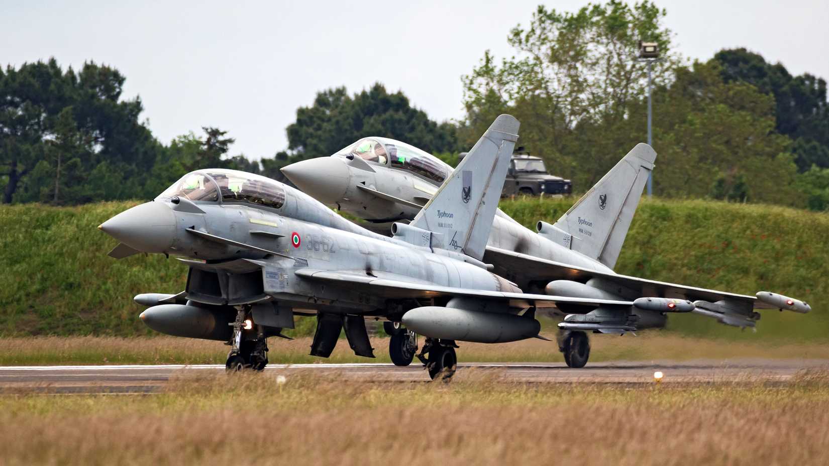 Italian Air Force Eurofighter Typhoon fighter jets landing