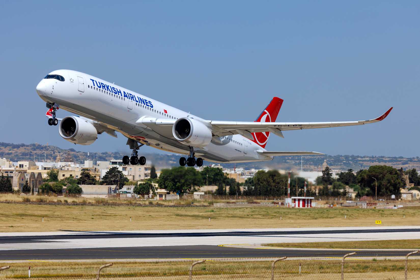 Turkish Airlines Airbus A350 departing Malta InsectWorld