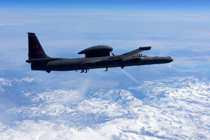 U-2 Dragon Lady flies above the Sierra Nevada Mountain Range