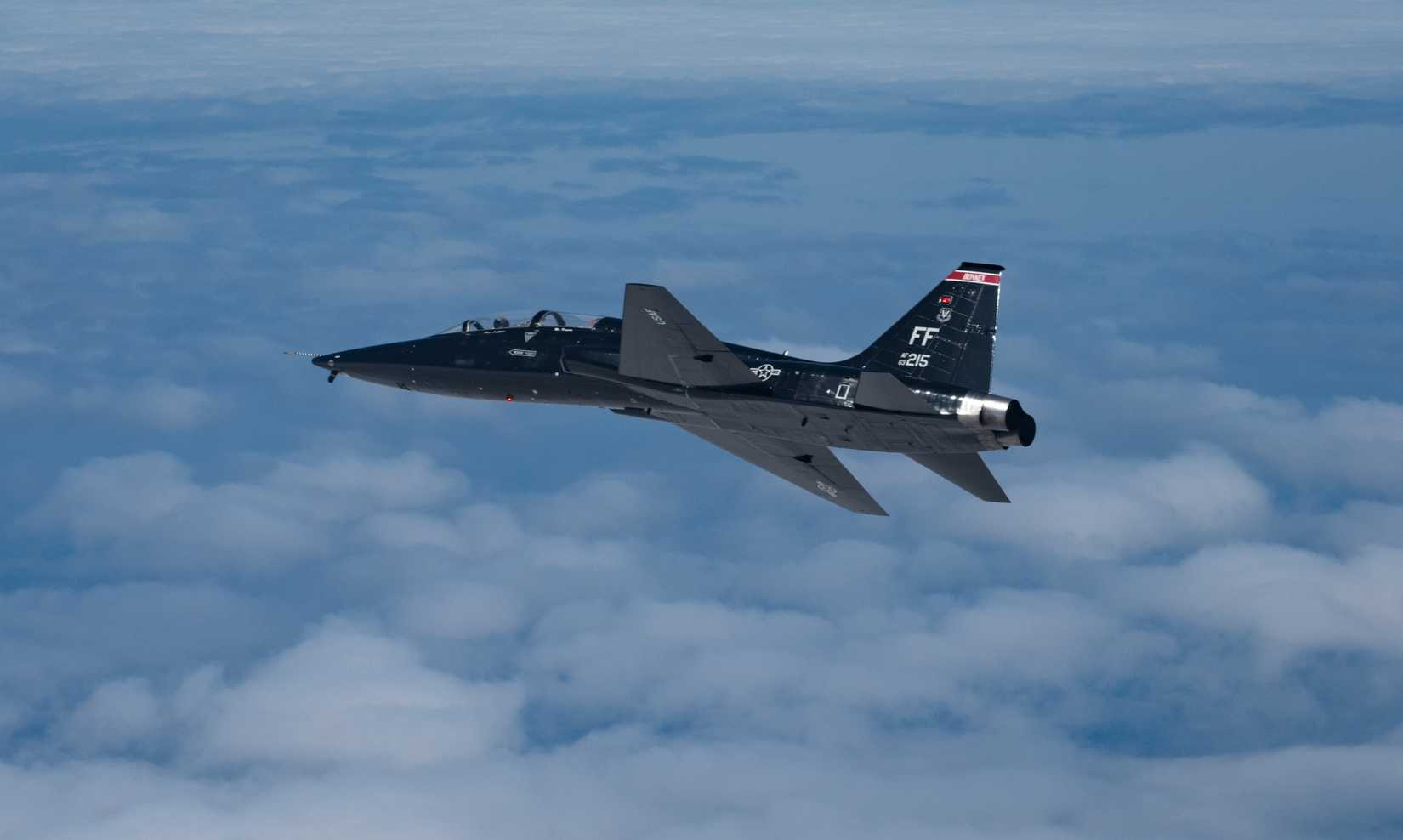 U.S. Air Force T-38 Talon flies over the Atlantic