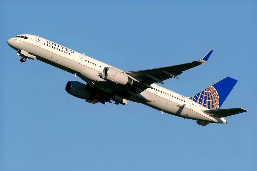 United Airlines Boeing 757 lifting off from Belfast