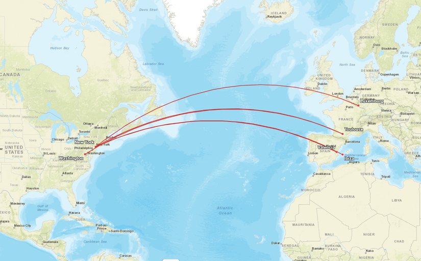 United Exclusive A321XLR Routes Map