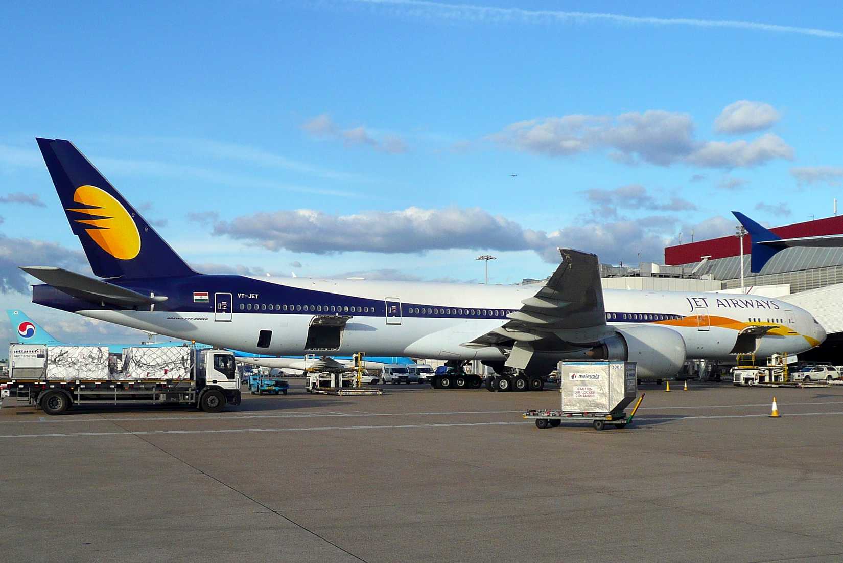 Jet Airways Boeing 777-300ER aircraft at London Heathrow Airport 
