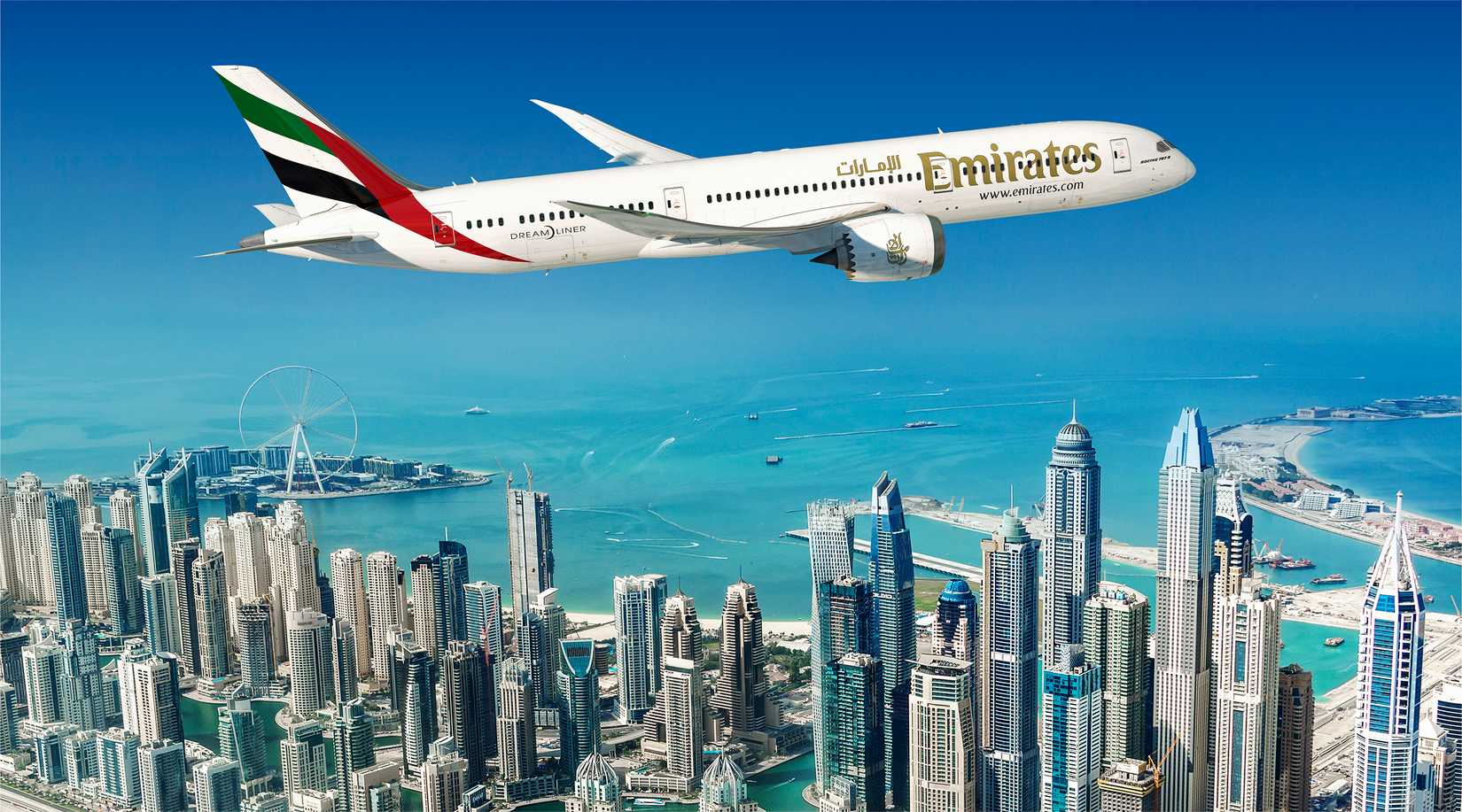 Emirates Boeing 787 aircraft rendering