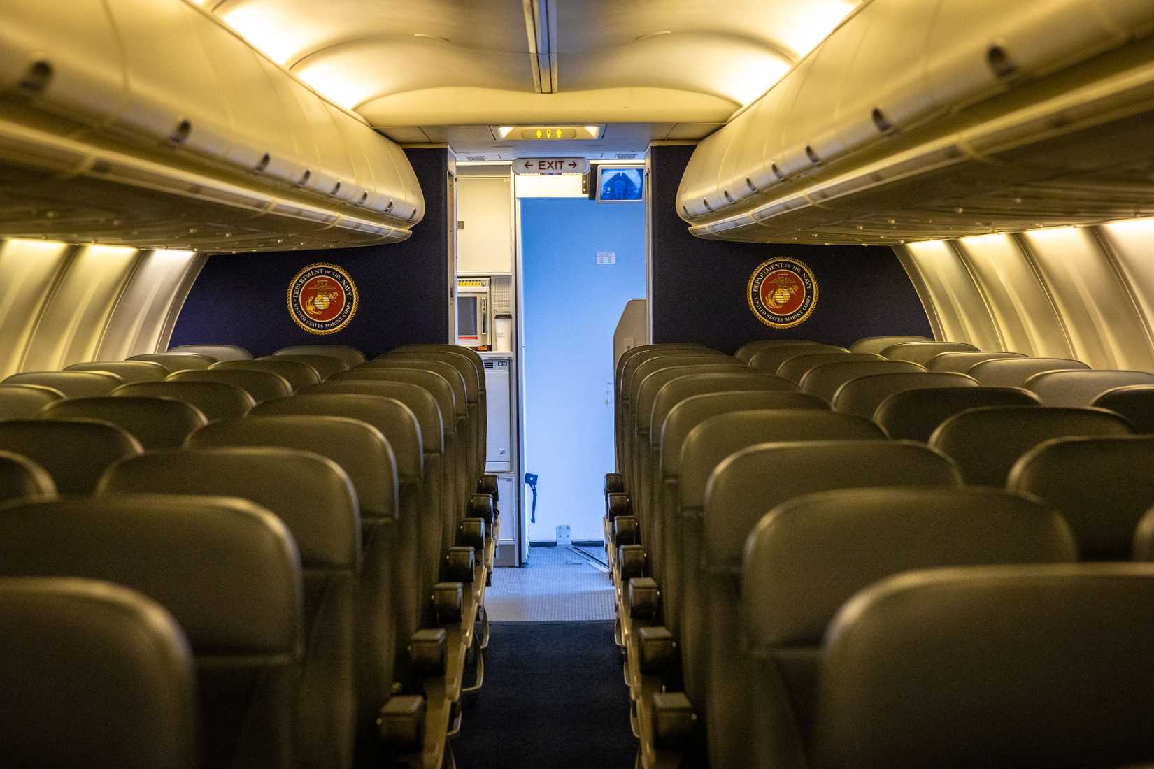 A C-40A aircraft, assigned to Marine Transport Squadron (VMR) 1, Marine Air Group 41, 4th Marine Air Wing, awaits passengers during ARCTIC EDGE 2025