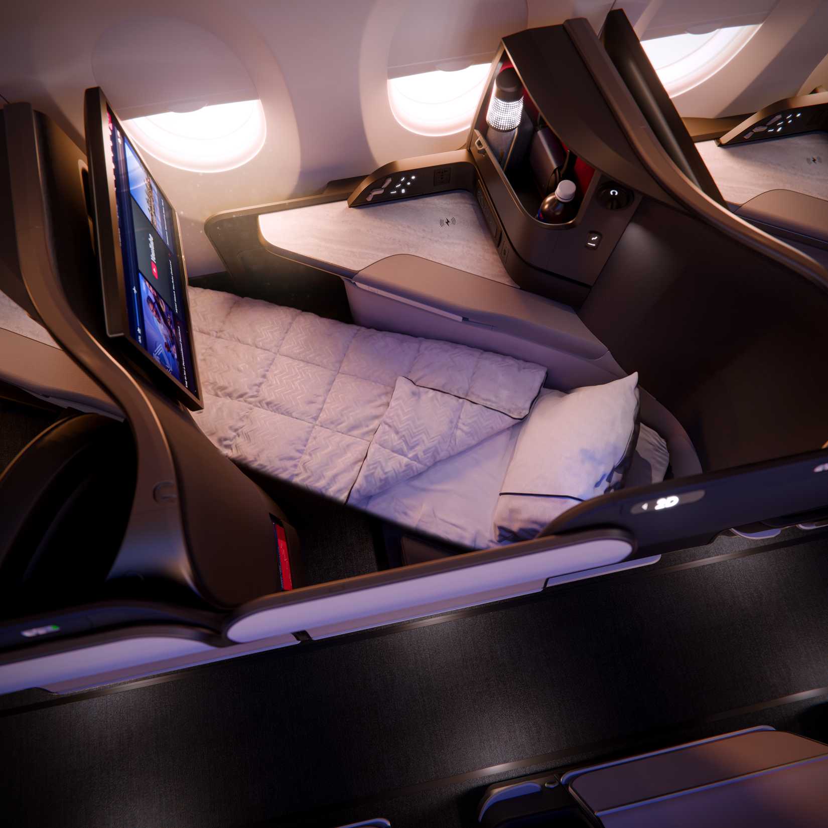 Delta Airbus A350-1000 delta one cabin interior