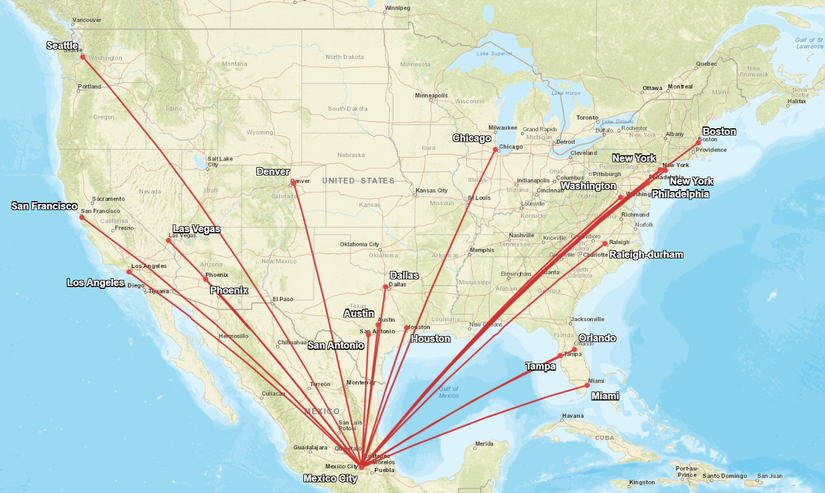 Aeromexico US Routes