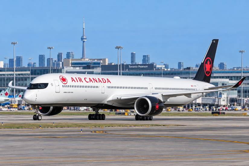 Air Canada A350-1000 preparing for takeoff