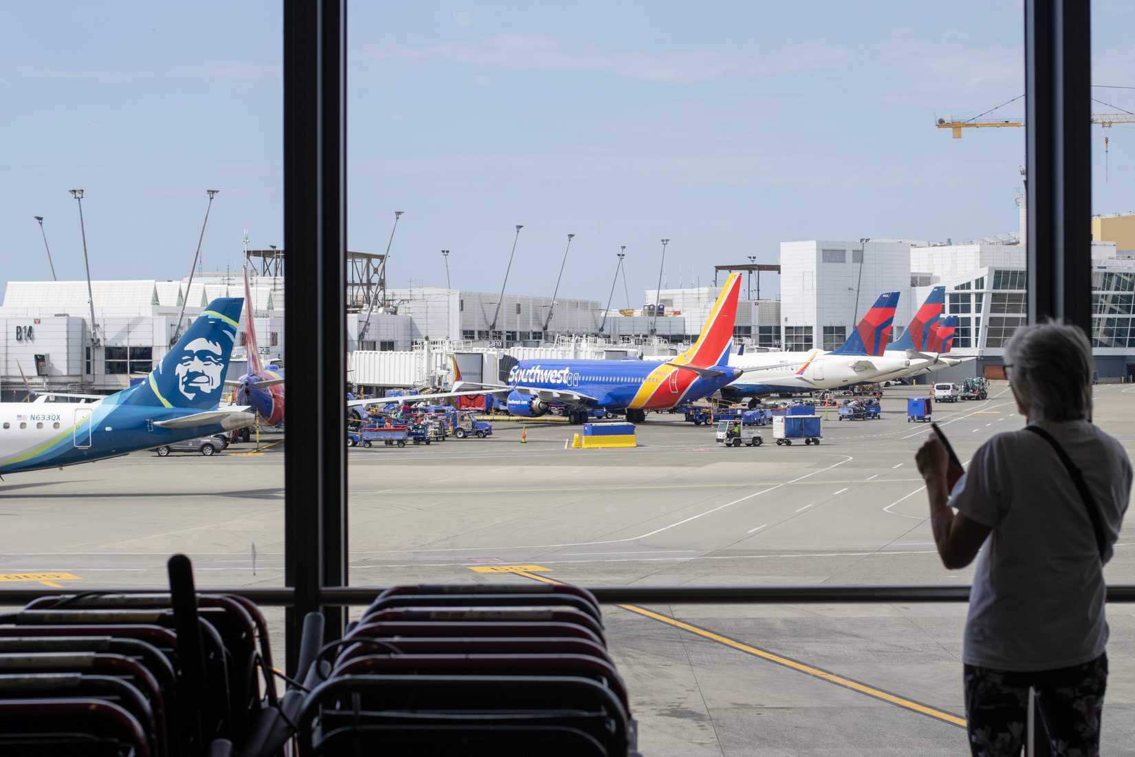 Aircraft tails at gate at Seattle