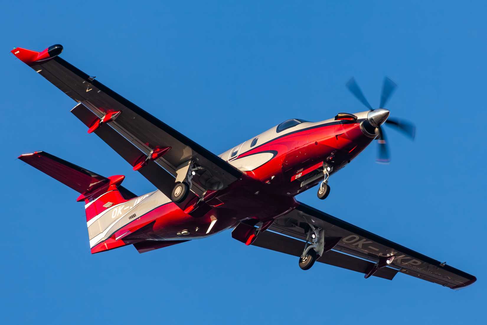 Alpha Aviation Pilatus PC12 on approach to Wroclaw Airport
