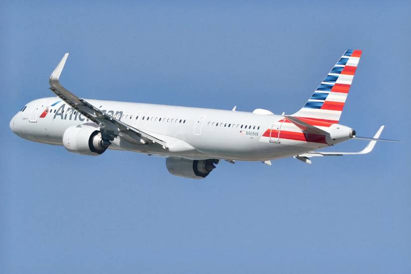 American Airlines A321neo in the air