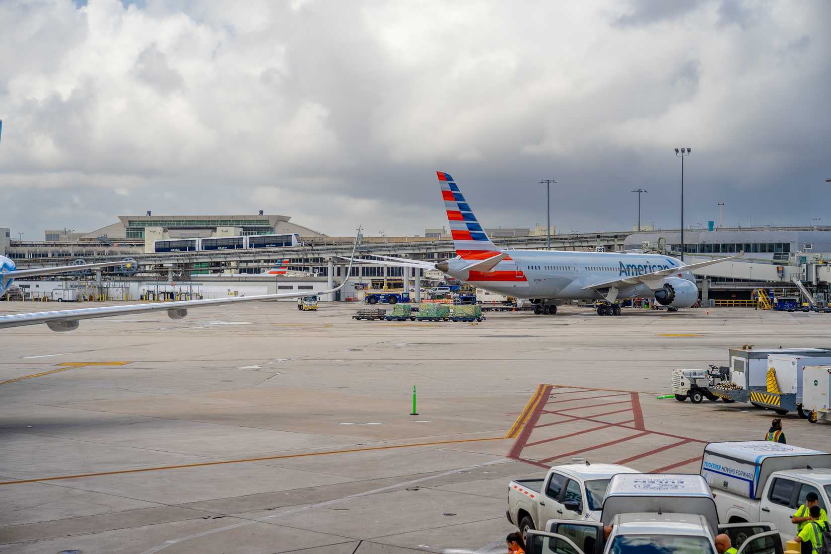 American Airlines planes parked at MIA