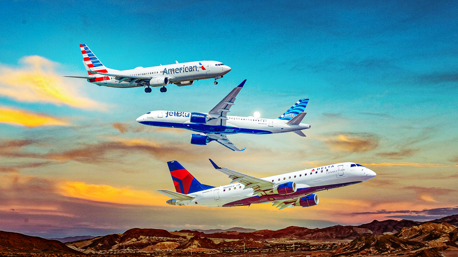 American, Delta e JetBlue operam voos JFK-LAX no mesmo dia com estratégias diferentes
